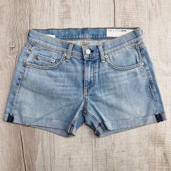 Rag & Bone Light Wash Cuffed Jean Short WMNS 25 Blue Denim Low Rise Wiley Casual - Picture 9 of 9